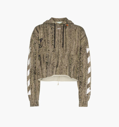 Camo logo print cotton hoodie