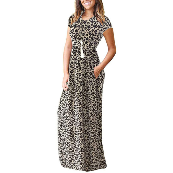 AUSELILY Women Short Sleeve Loose Plain Casual Long Maxi Dresses