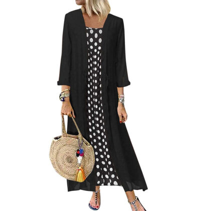 Fashion Round Neck Polka Dot Two-Piece Dress