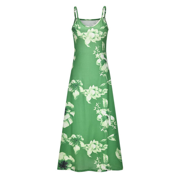 Green Slim Long Flower Dress