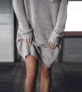 Round Neck Plain Batwing Sleeve Casual Dresses