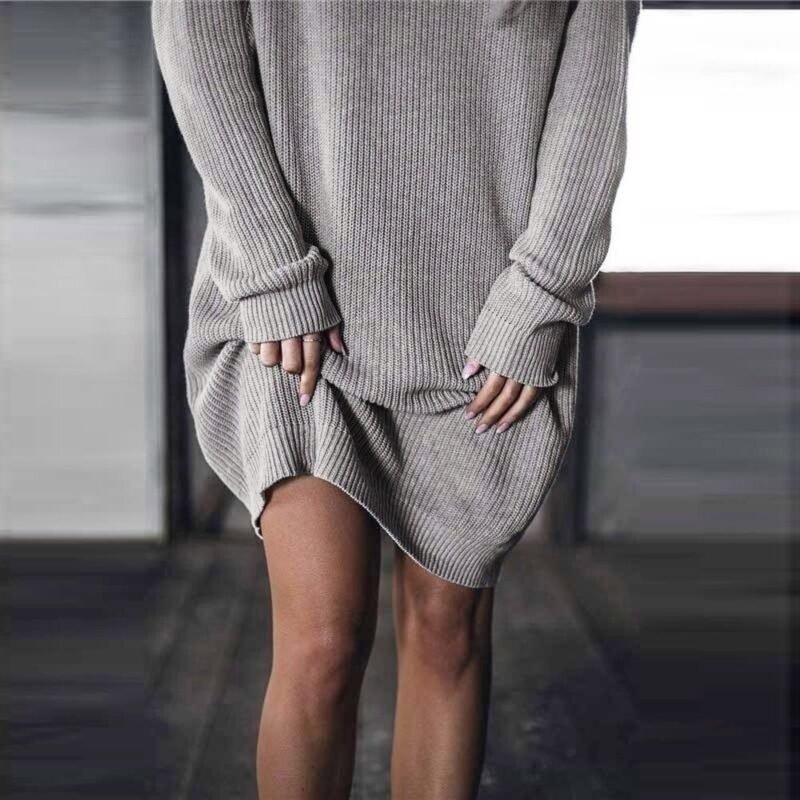 Round Neck Plain Batwing Sleeve Casual Dresses