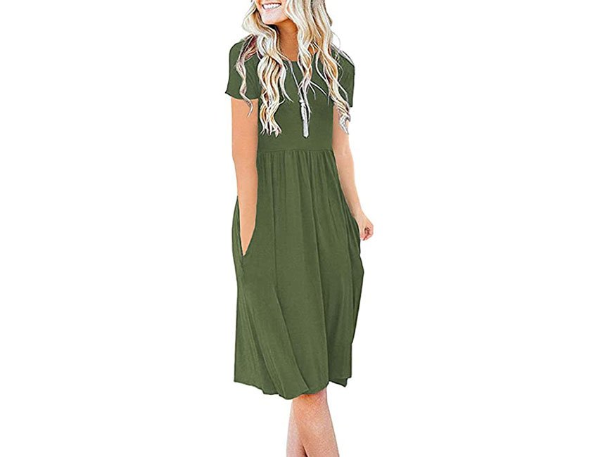 DB MOON Summer Casual Short Sleeve Dress with Pockets