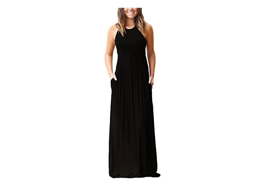Plain Maxi Dresses Casual Long with Pockets