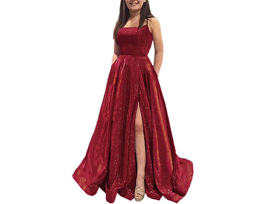 Long A-Line Prom Dresses with Pockets