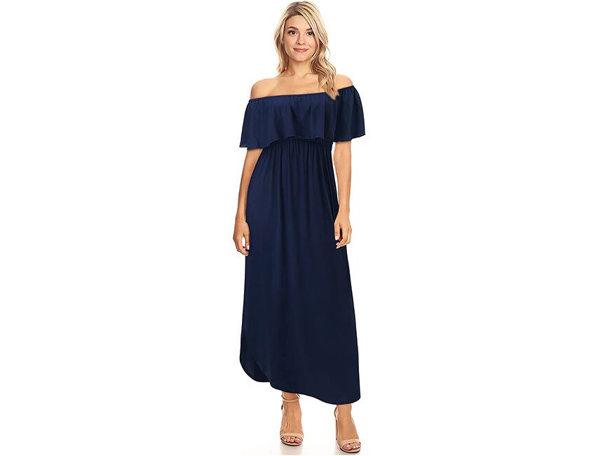 Newshows Off The Shoulder Casual Long Maxi Dress