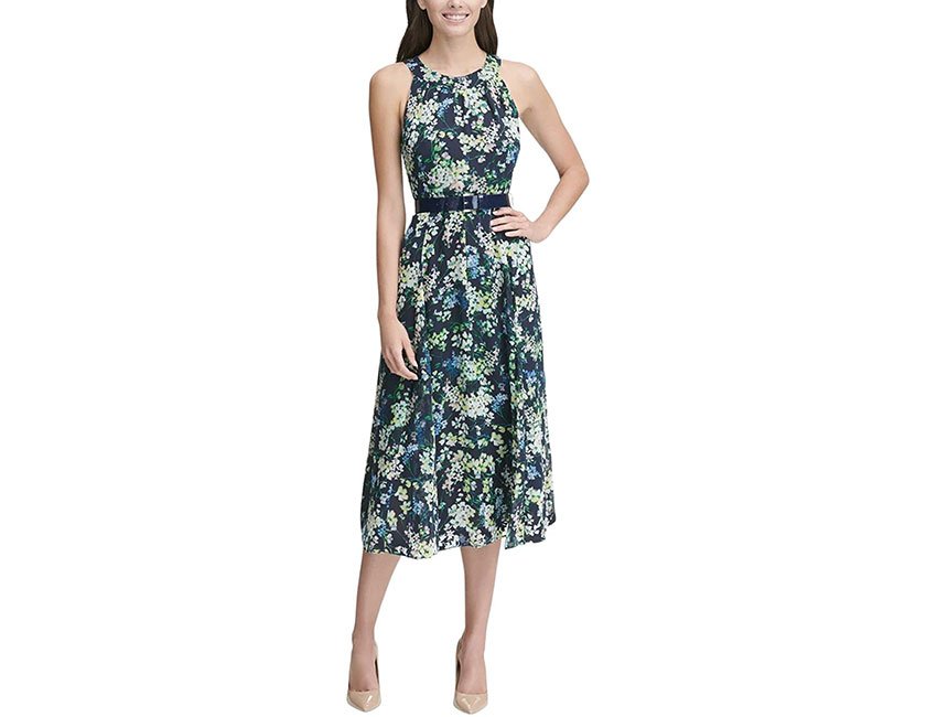 Tommy Hilfiger Womens Chiffon Midi Dress