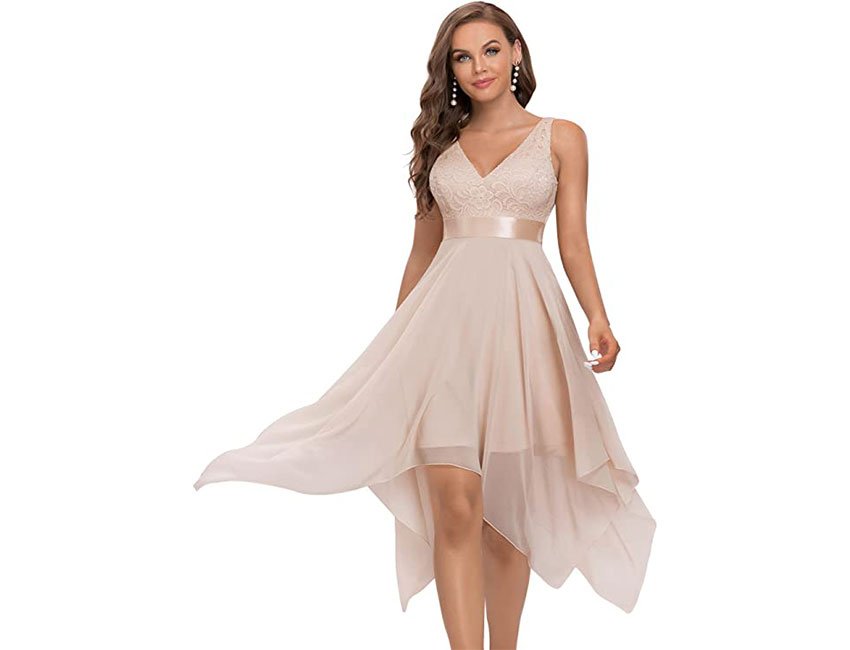 A-Line Lace Chiffon Cocktail Dress