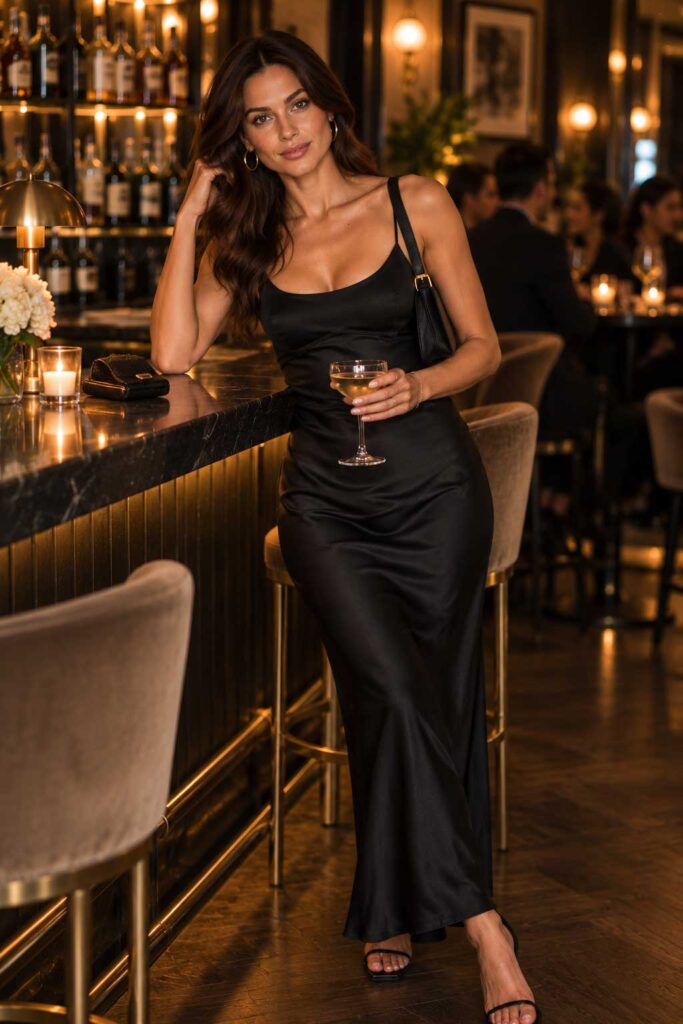 Black Satin Slip Dress