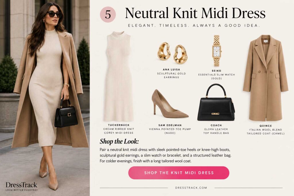 Neutral Knit Midi Dress pairing